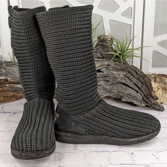 UGG® Classic Cardy Button Detailed Knit Boots - Picture 2 of 11